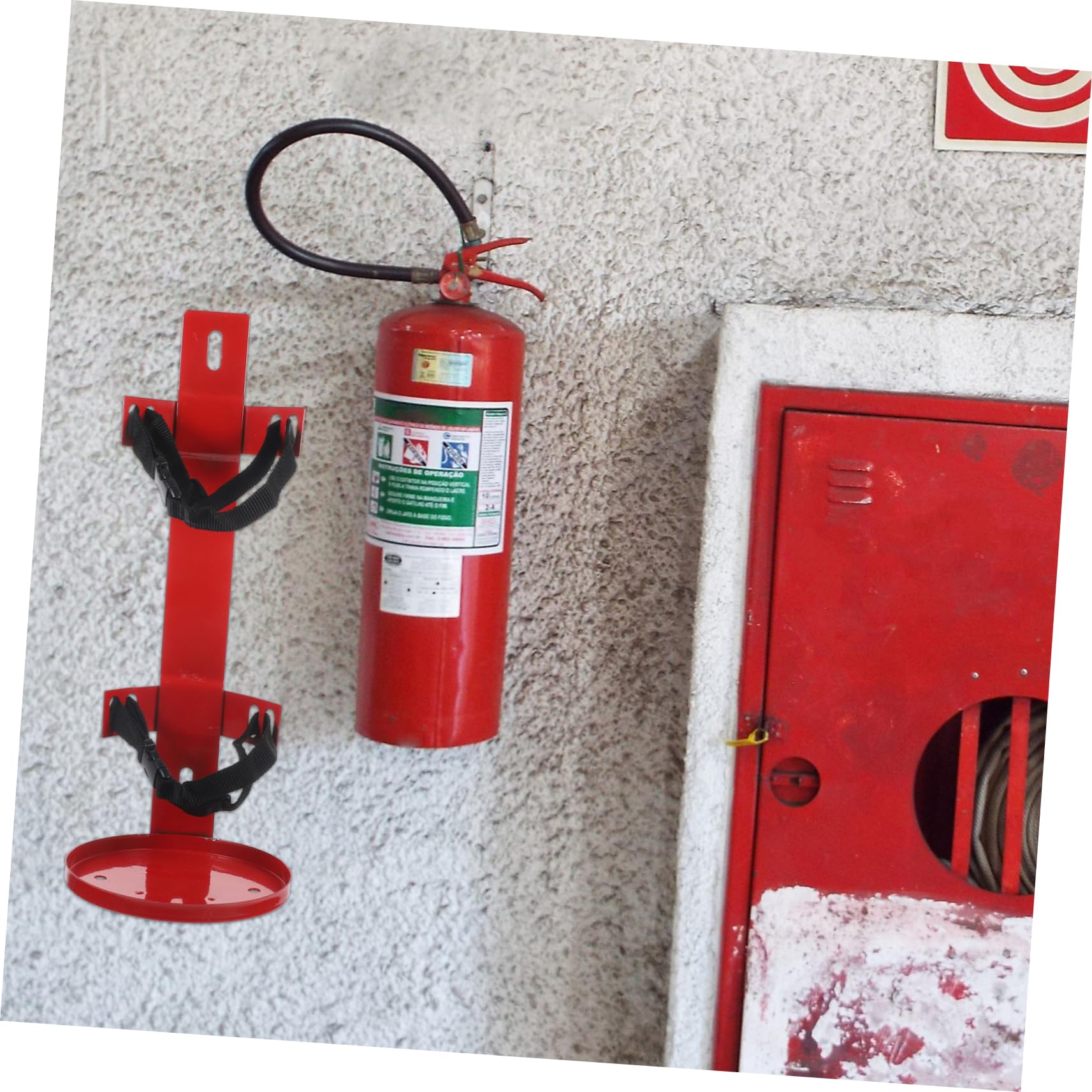 Soporte para Extintor de Incendios para Vehículos, Rojo | Hierro y Cloth, 5-7kg, Fijación Compacta para Pasajeros, Ahorro de Espacio y Seguridad Mejorada