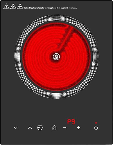 Cocina eléctrica de un solo quemador, estufa eléctrica de 110 V 1800 W con control táctil LED, estufa portátil 9 niveles de potencia, temporizador