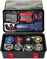 Kit Top Gyro X com 8 Piões, 2 Lançadores, Maleta de Transporte, Multicolorido