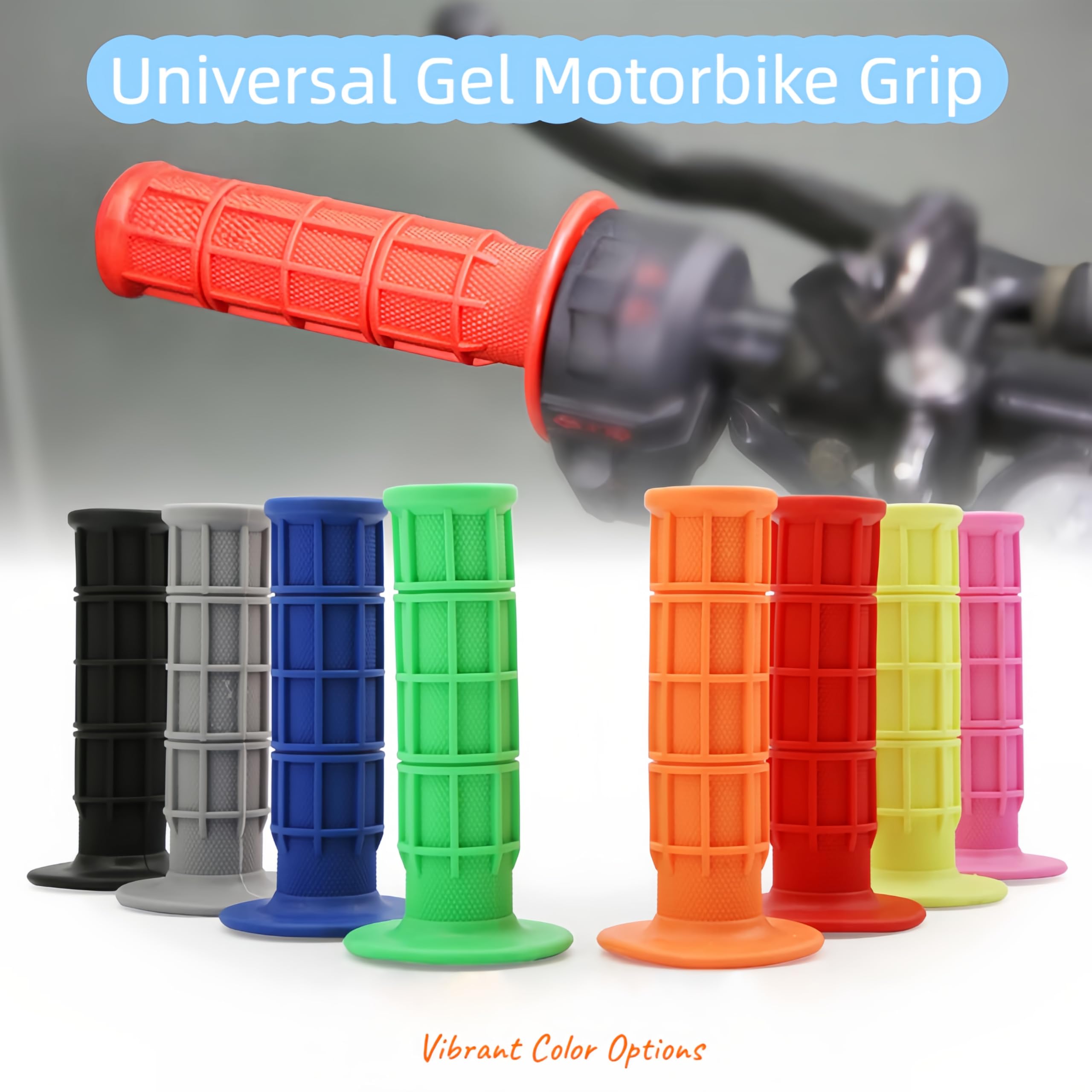 Pixywell Professional Waffle Grip Motorcycle Handlebar Grips - Anti Vibration, Waterproof, Non Slip - Universal 7/8" Fit for Harley, Yamaha, Honda, Dirt & Street Bike,Vibrant Colors — view 6