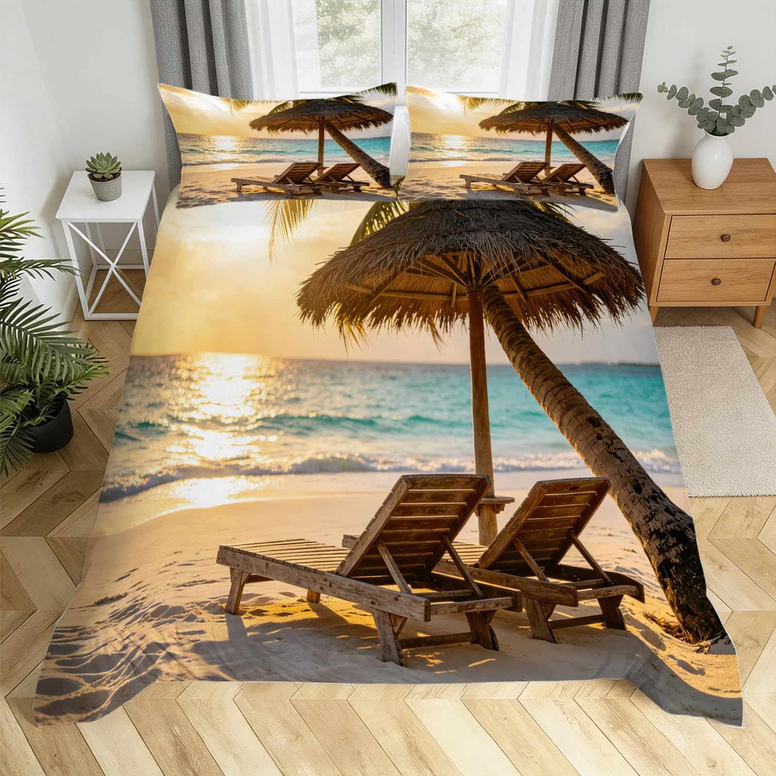 Parure de lit 160x200 3D motif vacances à Hawaï pour une chambre style exotique