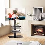 FITUEYES TV Pour les télés de 32-70'' jusqu'à 88 lbs, plancher TV Hauteur jusqu'à 54.6'' avec Max Vesa 600 x400 mm, 60 Degrés pivotants & 6 Niveaux Réglage de la hauteur