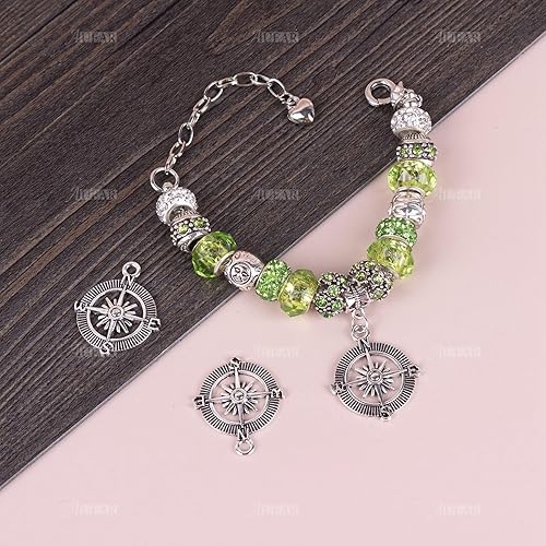 Miniatura 5 de AUEAR, Colgantes de brújula, cuentas espaciadoras de aleación para pulseras, collares, joyería, manualidades, bricolaje