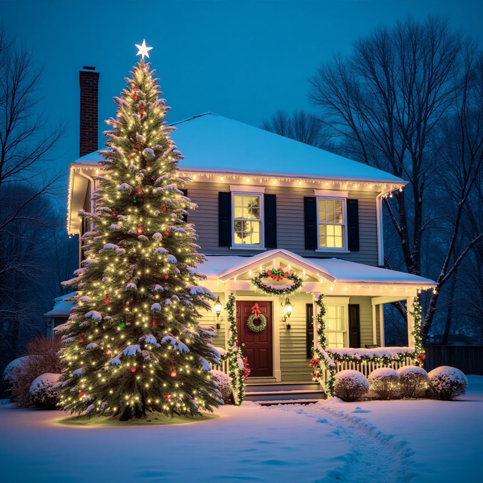 Luces LED de Navidad S7 de 35 pies para exteriores, alambre verde blanco frío, tira de luces de Navidad para interiores y exteriores, decoración de árbol y patio, certificación UL (blanco frío, 100)