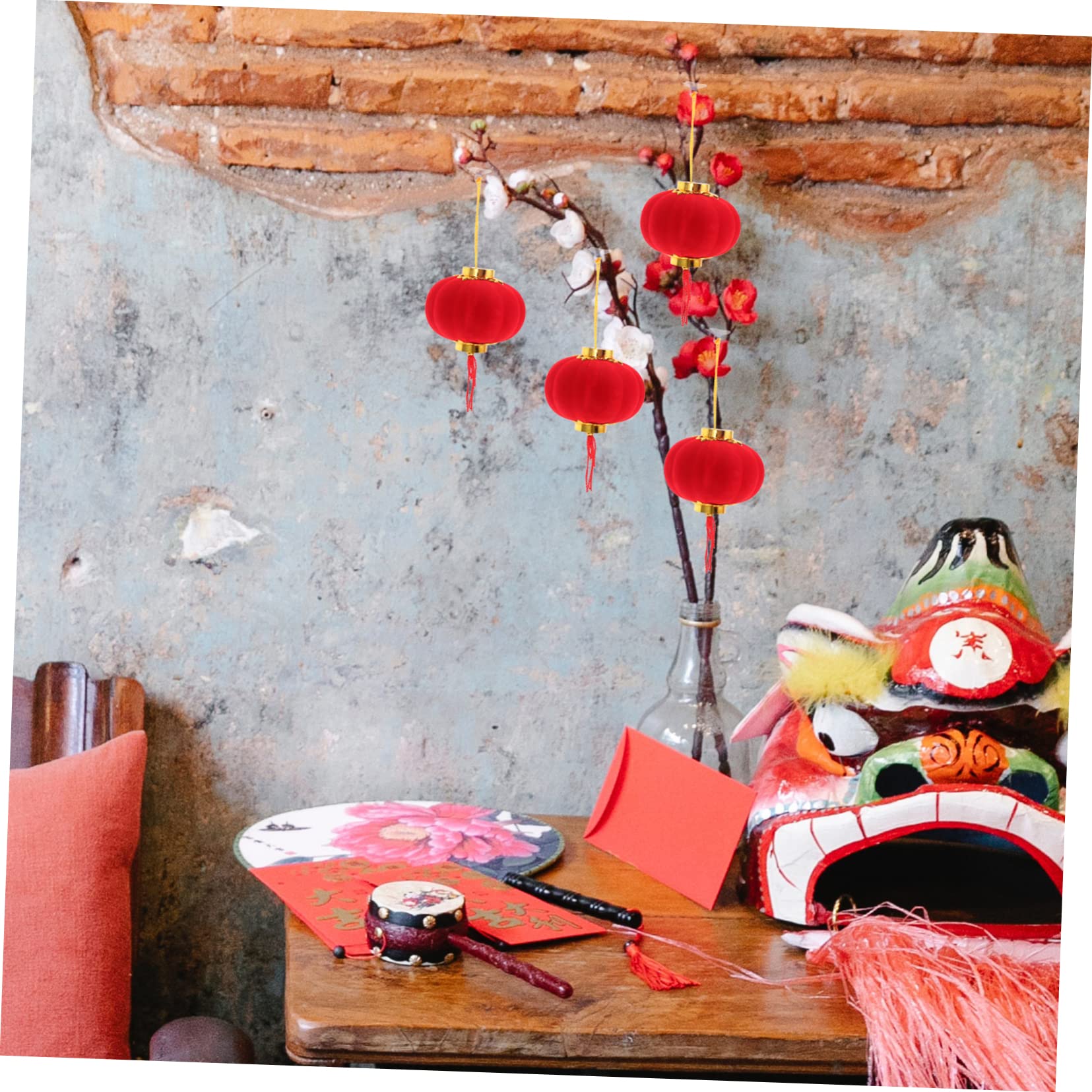 PRETYZOOM 48 STK rote Laterne 2023 Neujahrslaterne Festliche Laternendekorationen chinesische neujahrsdekoration chinesische Laternen Heimdekoration Festival-Anhänger traditionelle Laterne