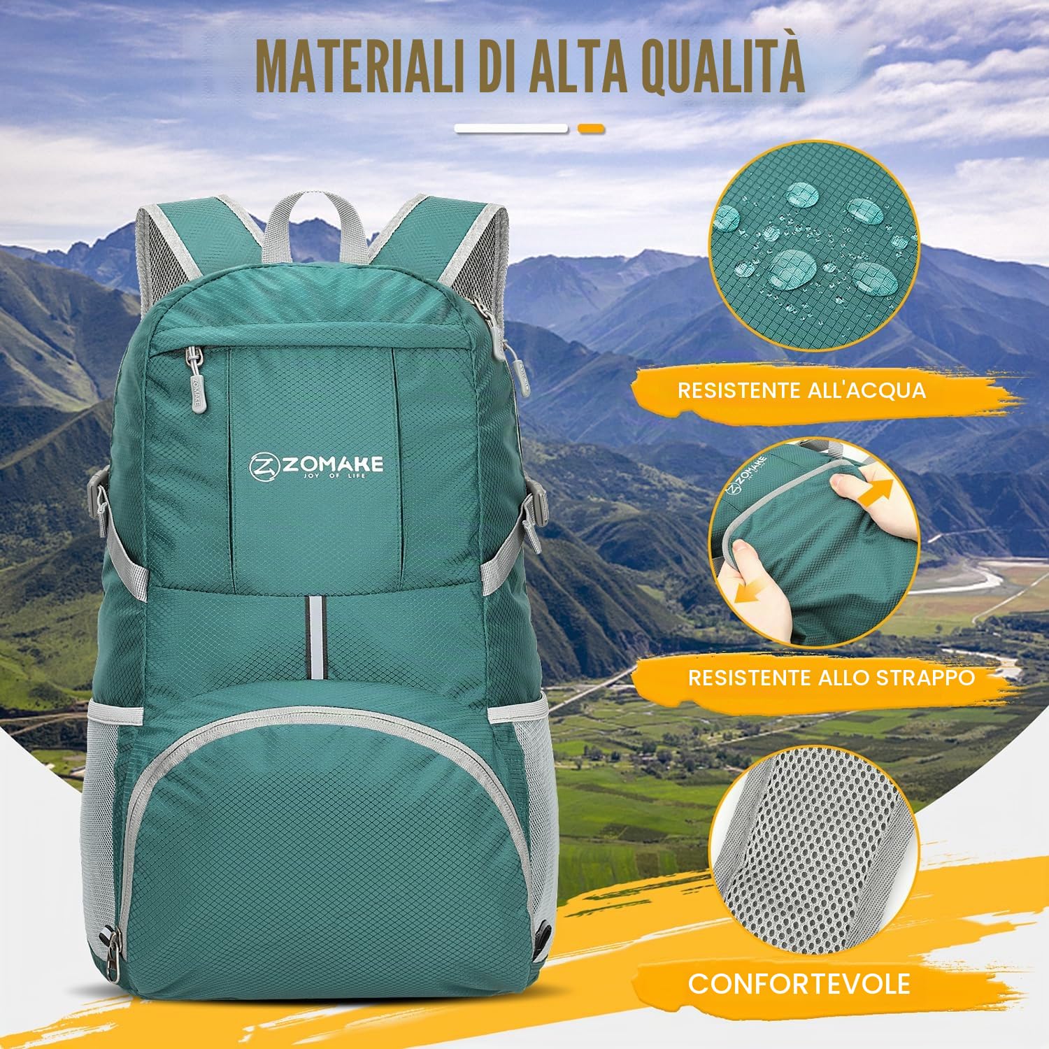 ZOMAKE 35L Zaino Pieghevole Leggero - Zaini Ripiegabile Zainetto Piccolo,Packable Backpack Da Trekking Per Donna Uomo Viaggio Campeggio Città Sportivo