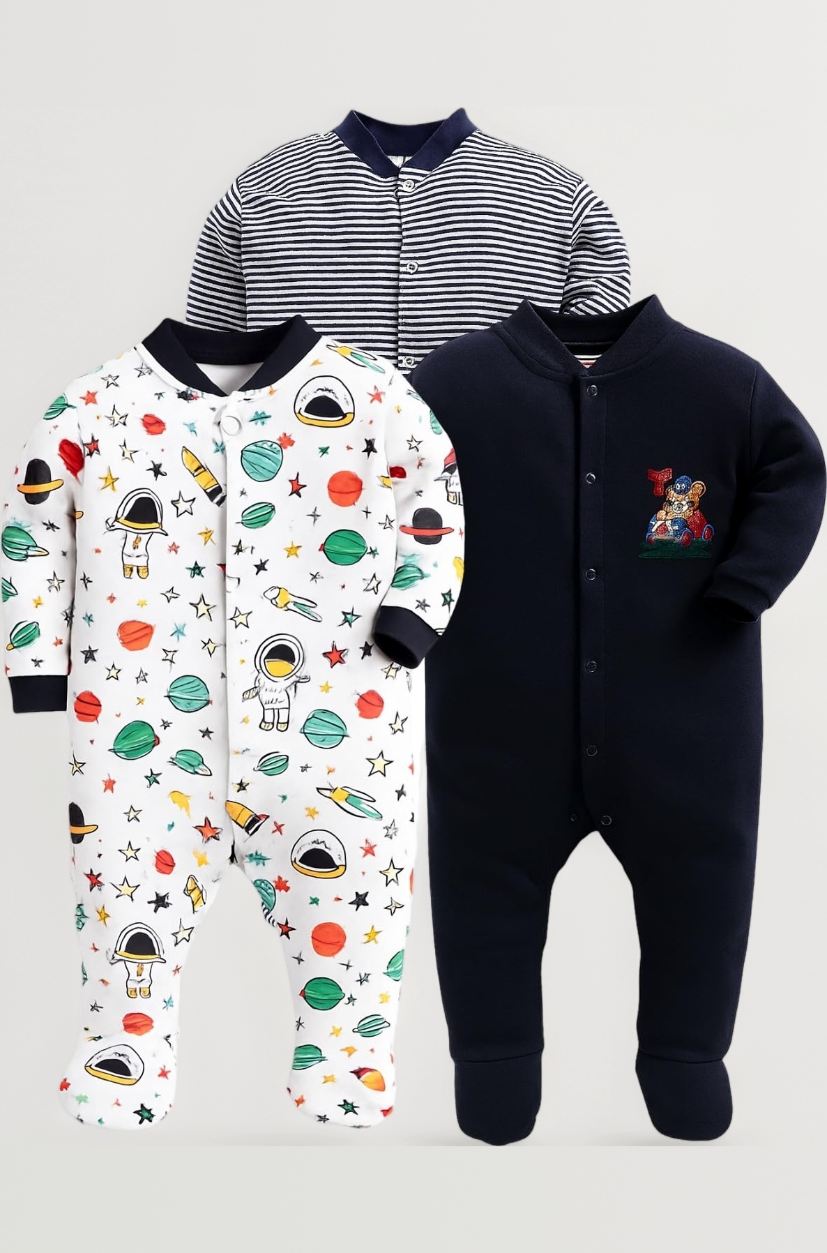 100% Cotton Rompers Sleepsuits Jumpsuit Night Suits for Infants Newborn Baby Boys & Girls