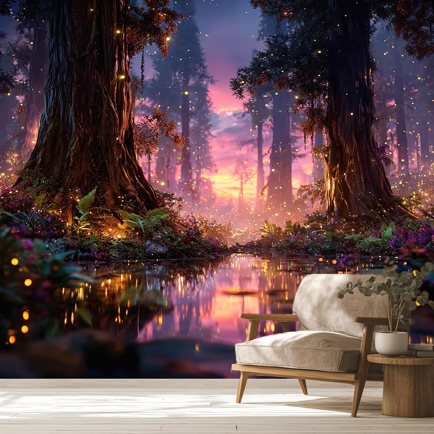 Generic Fairytale Forest Wallpaper & Wall Murals, 144" W x 100" H - Enchanted Landscape Wall Mural Decoration, Fantasy Home Decor for Bedroom, Living Room, Waterproof - Not Peel and Stick - Ha7588