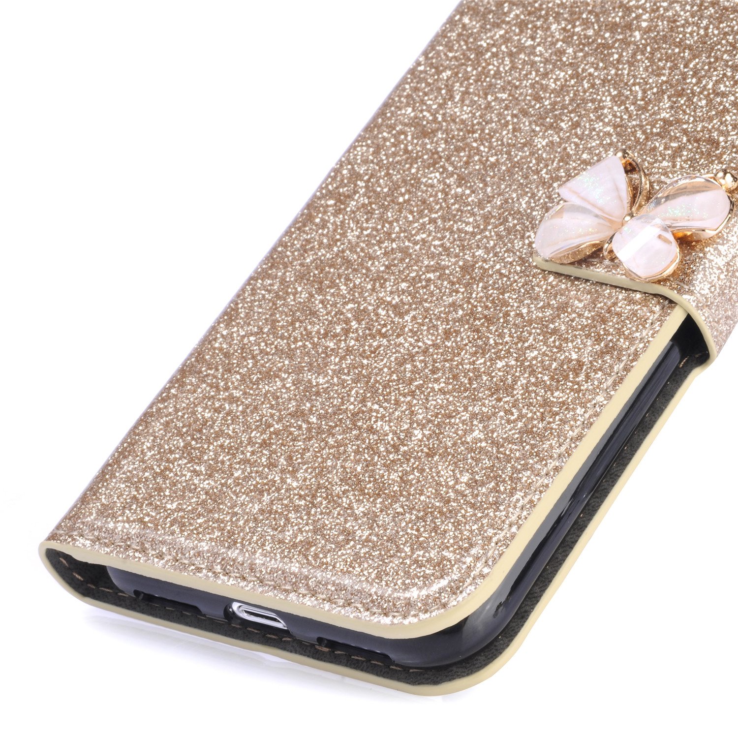 BLOTECH Brillantini Wallet for Oppo A94 5G Cover Bling Glitter Brillantini Brillante Oro Shiny Leather Case Shell Wallet Premium PU e Glitter Brillanti 3D Amorevole Strass Cover per Oppo A94 5G