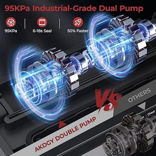 Miniatura 6 de Máquina selladora al vacío de 95 Kpa, selladora al vacío de alimentos comerciales mejorada, funciones 14 en 1 y doble sellado térmico, acero