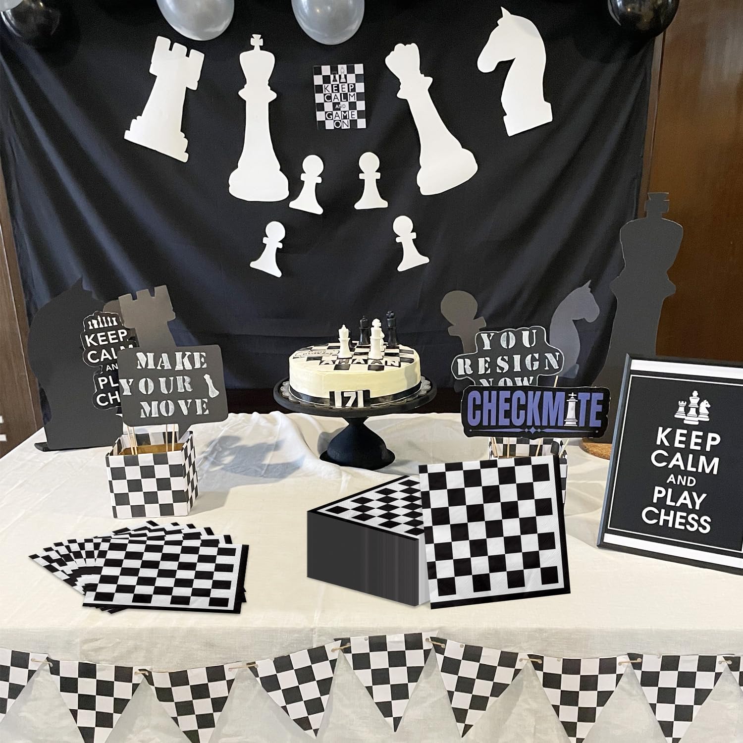 60 Tovaglioli Di Carta A Scacchi Bianchi E Neri Con Bandiera F1 – Perfetti Per Feste A Tema Corsa, Compleanni Adolescenti, Decorazioni E Bomboniere Da Pilota - 2