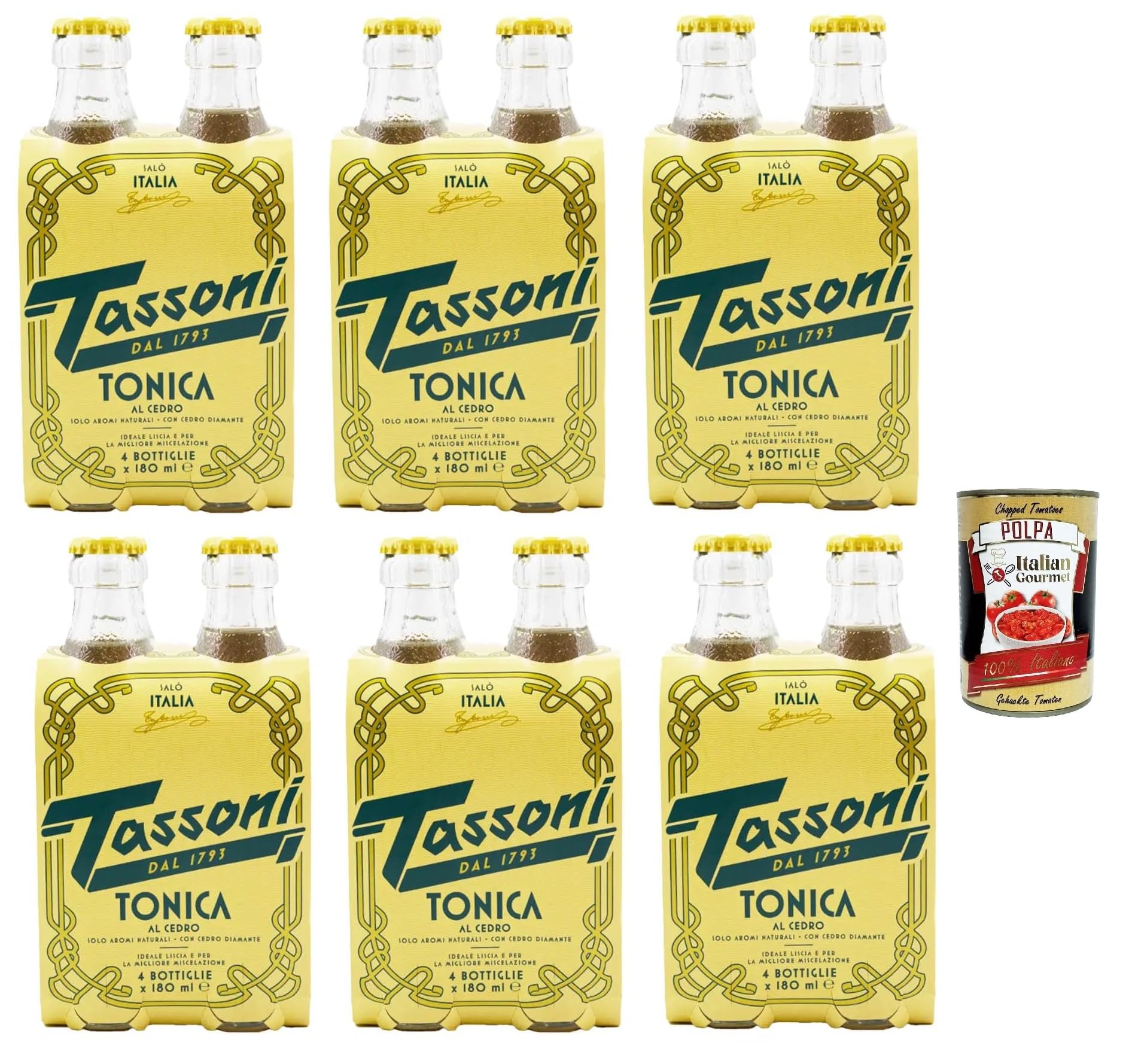 Italian Gourmet Tonica al cedro bevanda analcolica italiana 48 x 18cl | Erfrischungsgetränk in Glasflasche, gusto agrumato, fein prickelnd, Gesamtnettogewicht 8,64 L + Kostenlos Polpa 400g