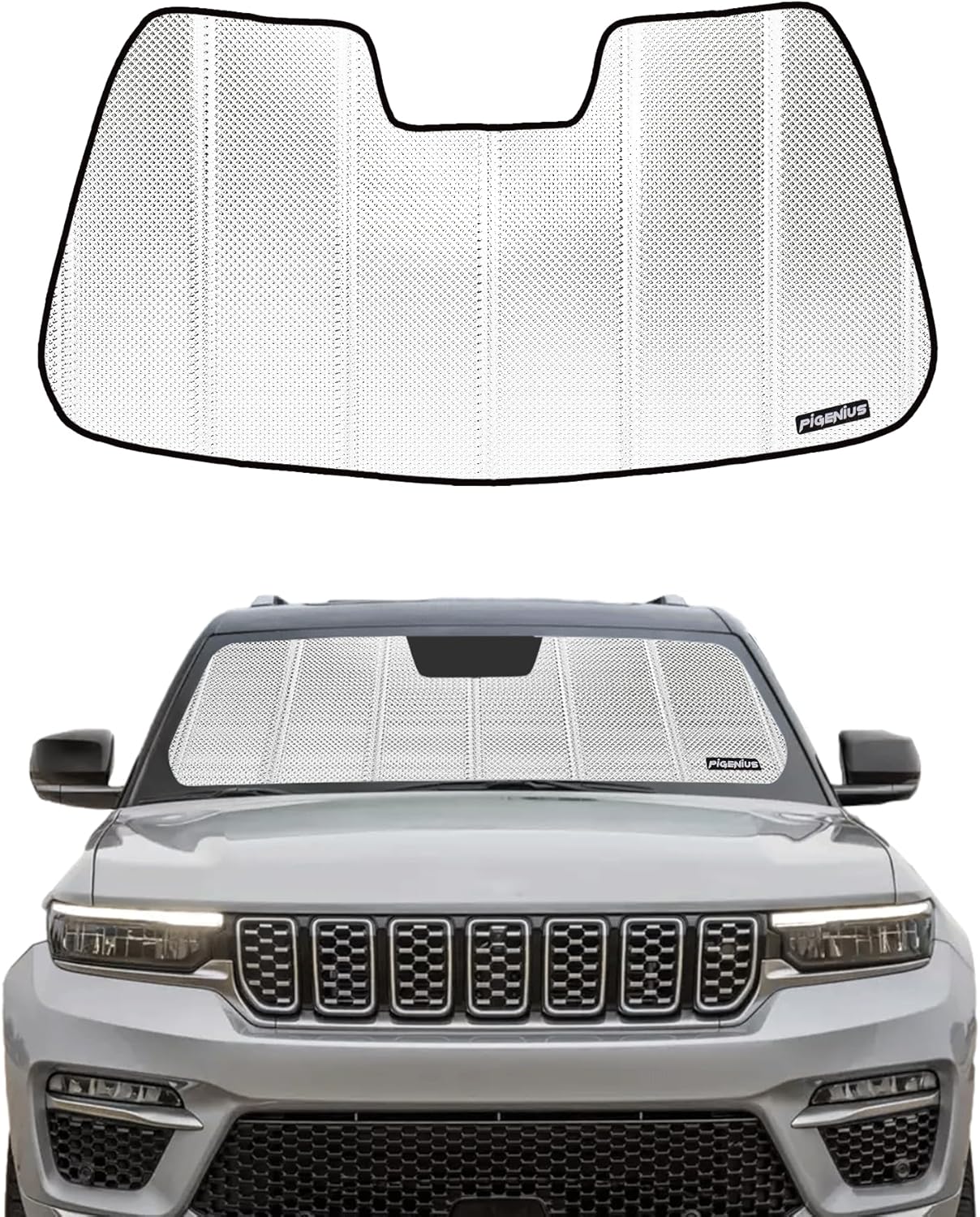Windshield Sun Shade for Jeep Cherokee SUV 2014-2023. Reflective Aluminum Film Front Window Sunshade B