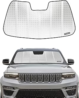 Windshield Sun Shade for Jeep Cherokee SUV 2014-2023. Reflective Aluminum Film Front Window Sunshade B