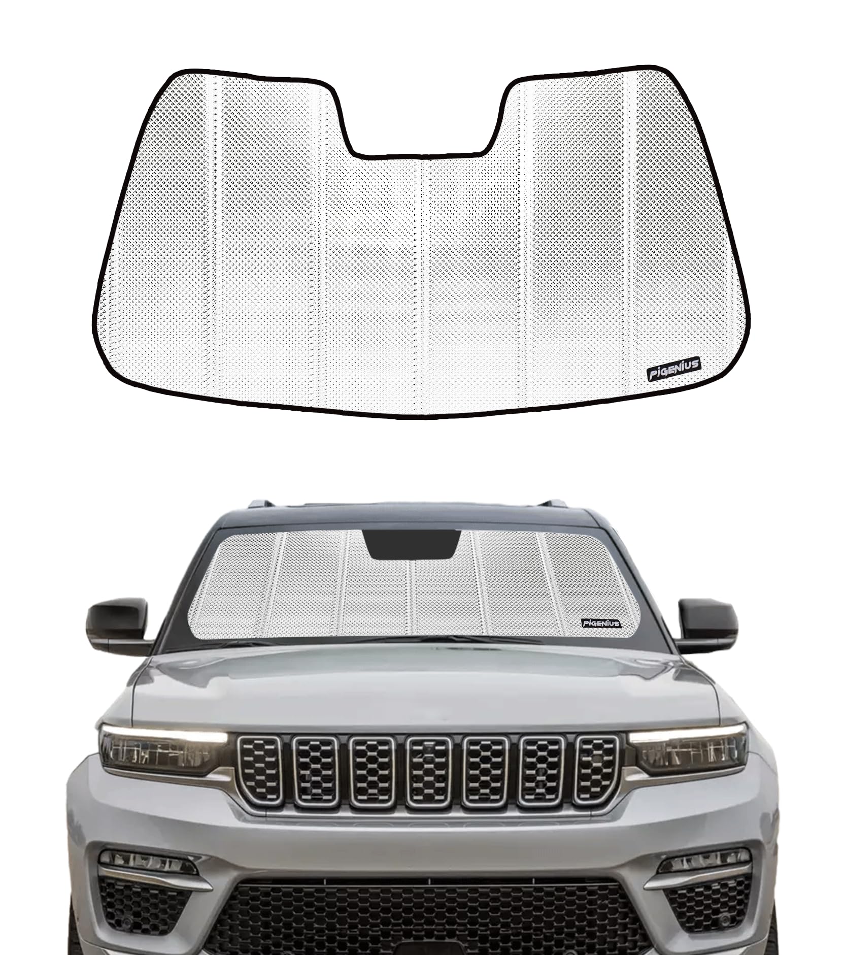Windshield Sun Shade for 2014-2023 Jeep Cherokee SUV. Front Window Sunshade with Storage Bag B