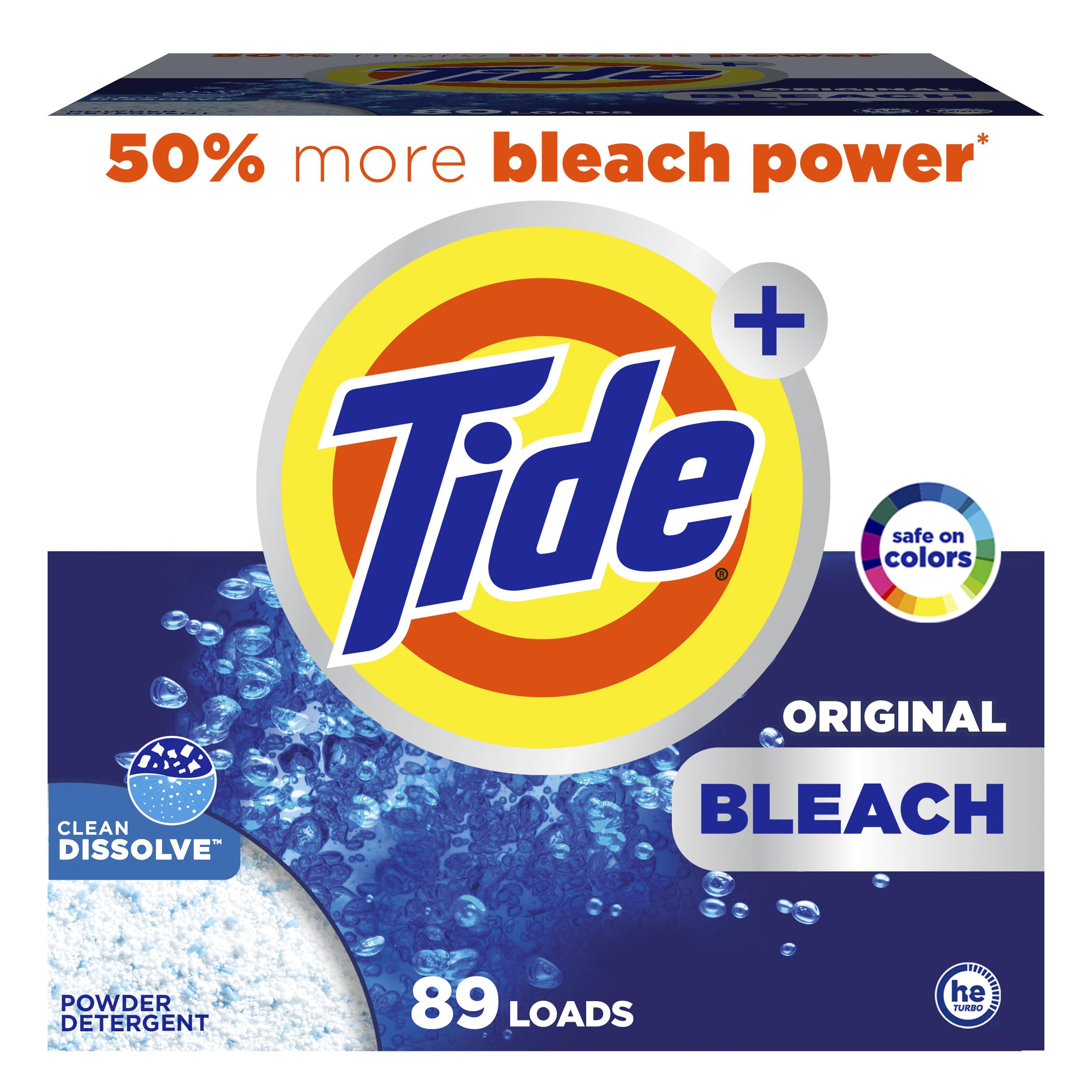 Powder Laundry Detergent with Bleach, Original Scent, 89 Loads, 129 oz