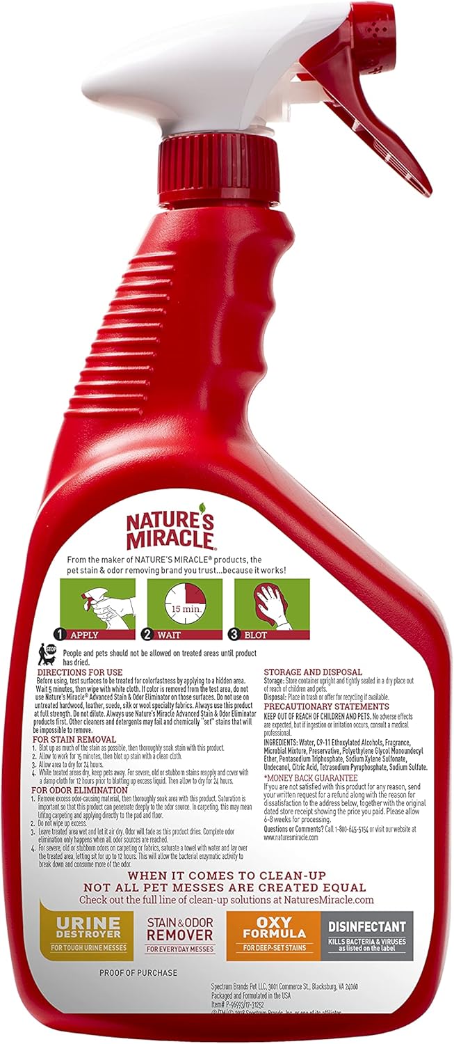 Nature's Miracle Advance Cat Stain and Odor Eliminator 32 oz : Everything Else