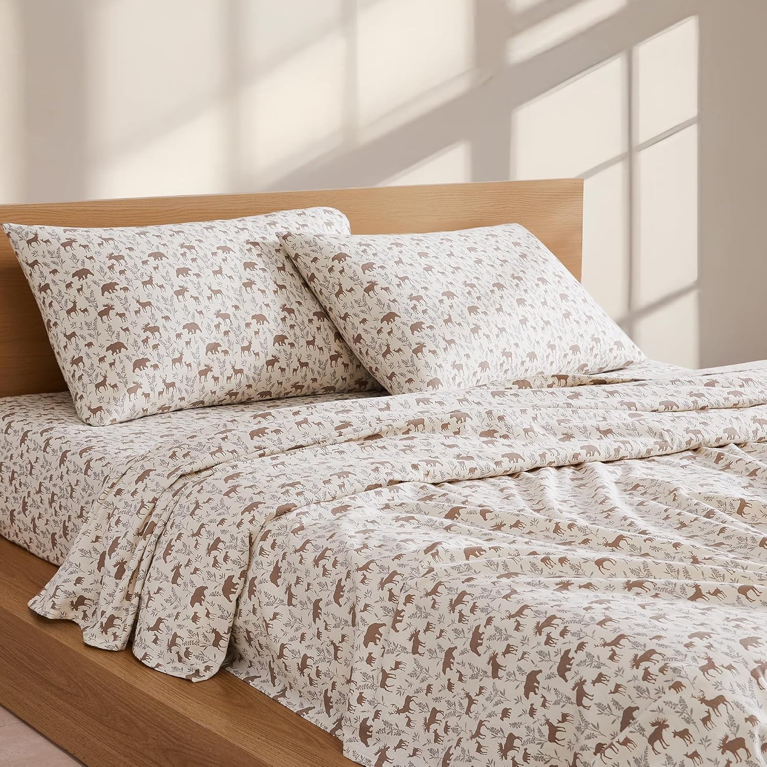 Linen Closet 160 GSM 100% Cotton Percale Sheet Set Queen Whimsical Parade