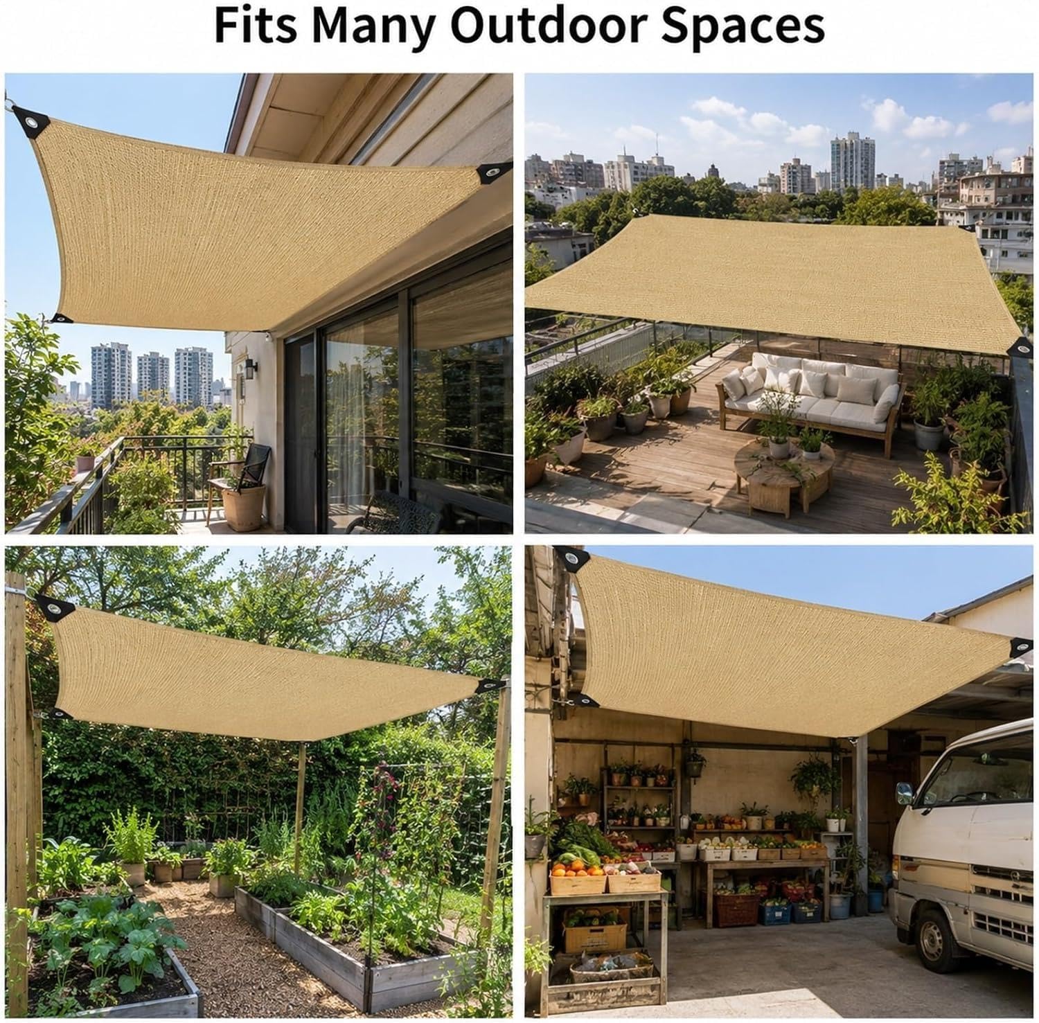 Tenda da Sole Parasole, con Protezione UV al 95%, Impermeabile, Resistente al Vento e agli Strappi, a Forma Rettangolare, Personalizzabile(4x10m)