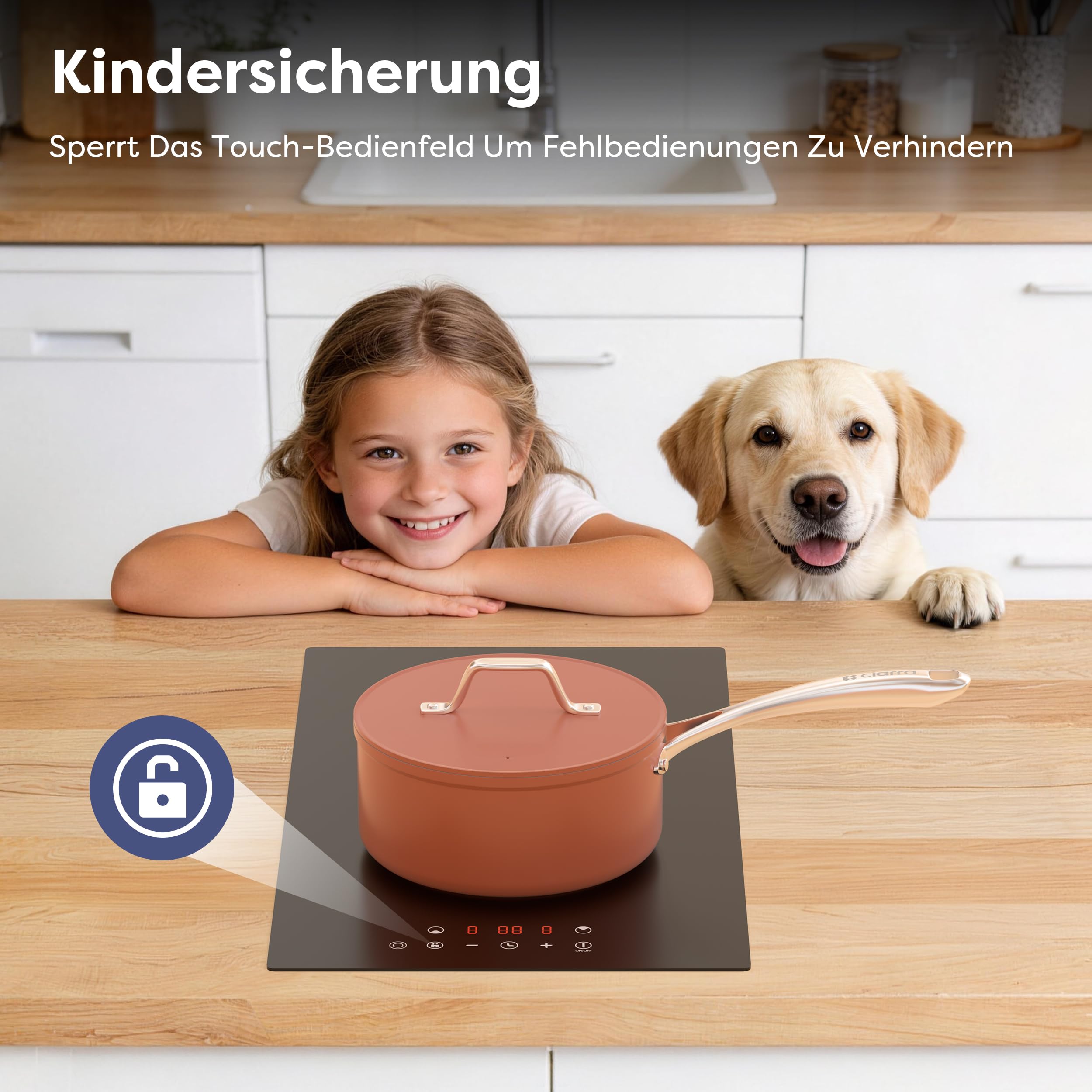 CDV Glaskeramikkochfeld 2 Platten, 3200W (2000W+1200W) Autarkes Einbaufähiges Doppel Elektro-Kochfeld (30cm), mit Stecker, 9 Leistungsstufen, Timer, Kindersicherung, Für Alle Töpfe,Schwarz
