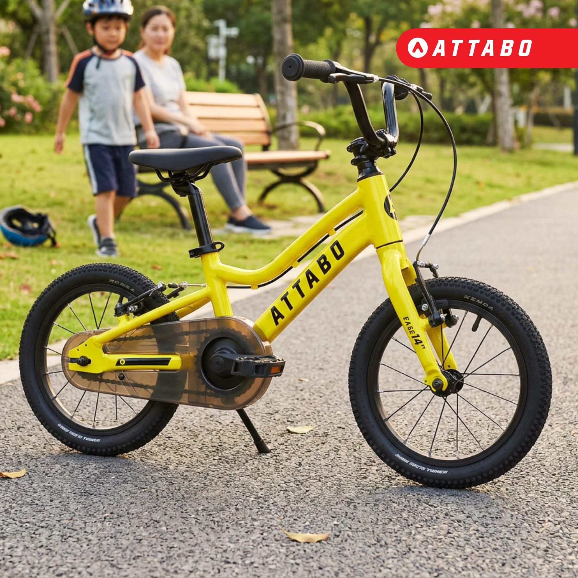 ATTABO Ease 16 Zoll Kinderfahrrad leicht 7,3 kg | 6061-Aluminiumrahmen, Kenda-Reifen, TEKTRO V-Brakes und Schnellspanner am Sattel für Alltag und erste Touren