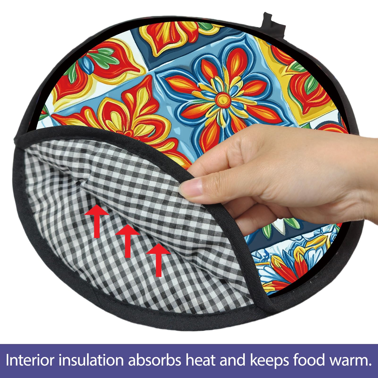 CREATCABIN Borsa Scalda Tortilla da 30x30cm in Tessuto Isolante per Pancake Tacos Tortilla Borsa Porta Tortilla in Tessuto Talavera Adatta al Microonde Mantiene Il Cibo Caldo Fino A Un'Ora.