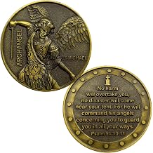 Archangel Christian Challenge Coin Saint Michael Patron Saint of Police Officers The Bible Verses Coin Gold