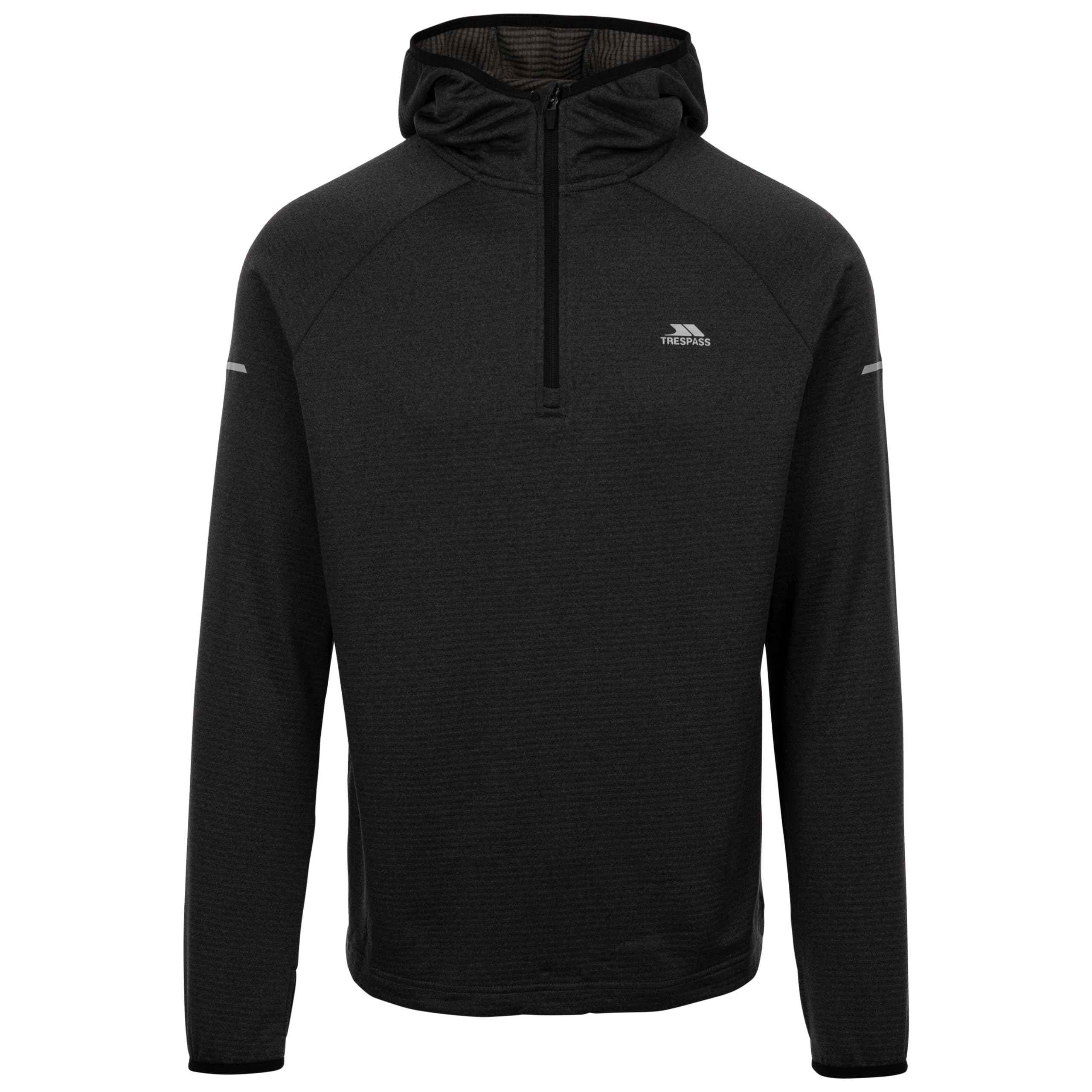 Trespass Men's Black Active Top Grown On Hood With 1/4 Zip Quick Dry Montgo
