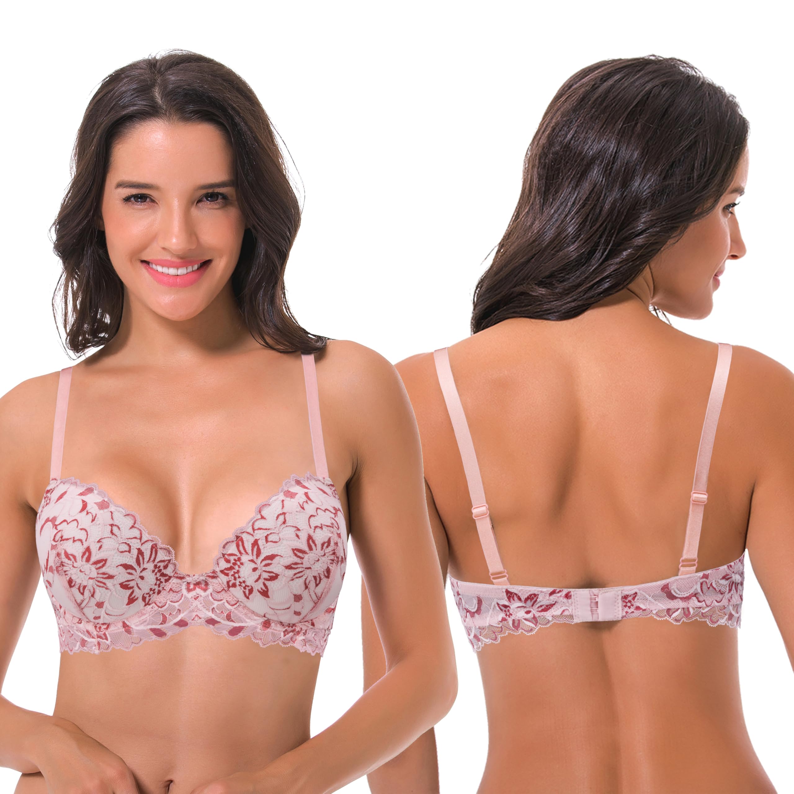 Curve Muse con Aros, Sujetadores con +1,5 Taza-x2 | Push Up, Media copa, Acolchado, Balconette, Transpirable, Copa moldeada
