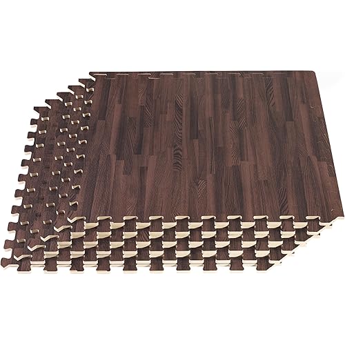 Forest Floor 3/8 Inch Thick Printed Foam Tiles, Premium Wood Grain Interlocking Foam Floor Mats, Anti-Fatigue Flooring – Stylish Flooring Solution