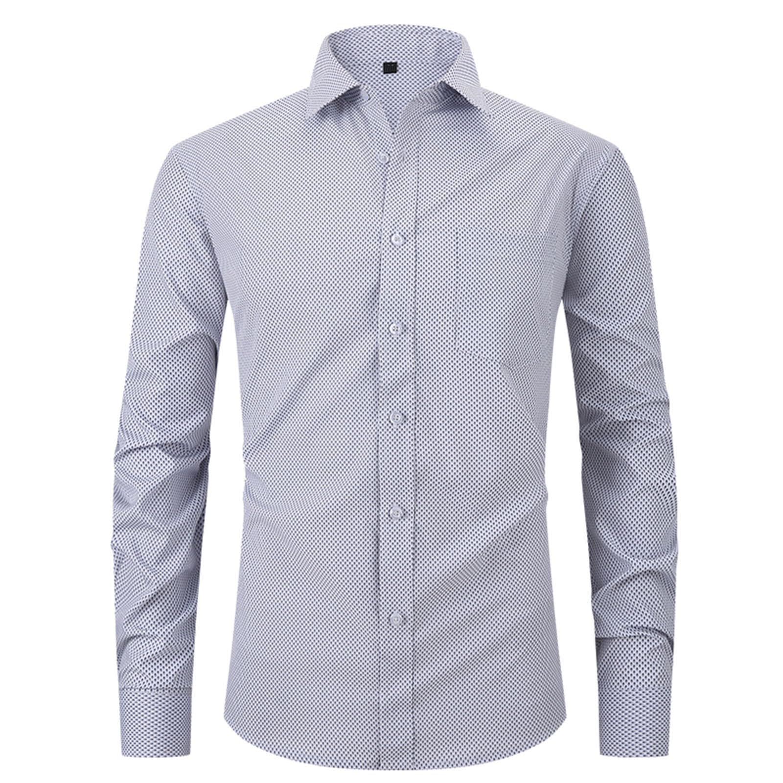 Dress Shirts for Men Casual Long Sleeve Button Down Shirts Wrinkle-Free Stretch Slim Fit Formal Business Blouse Tunic