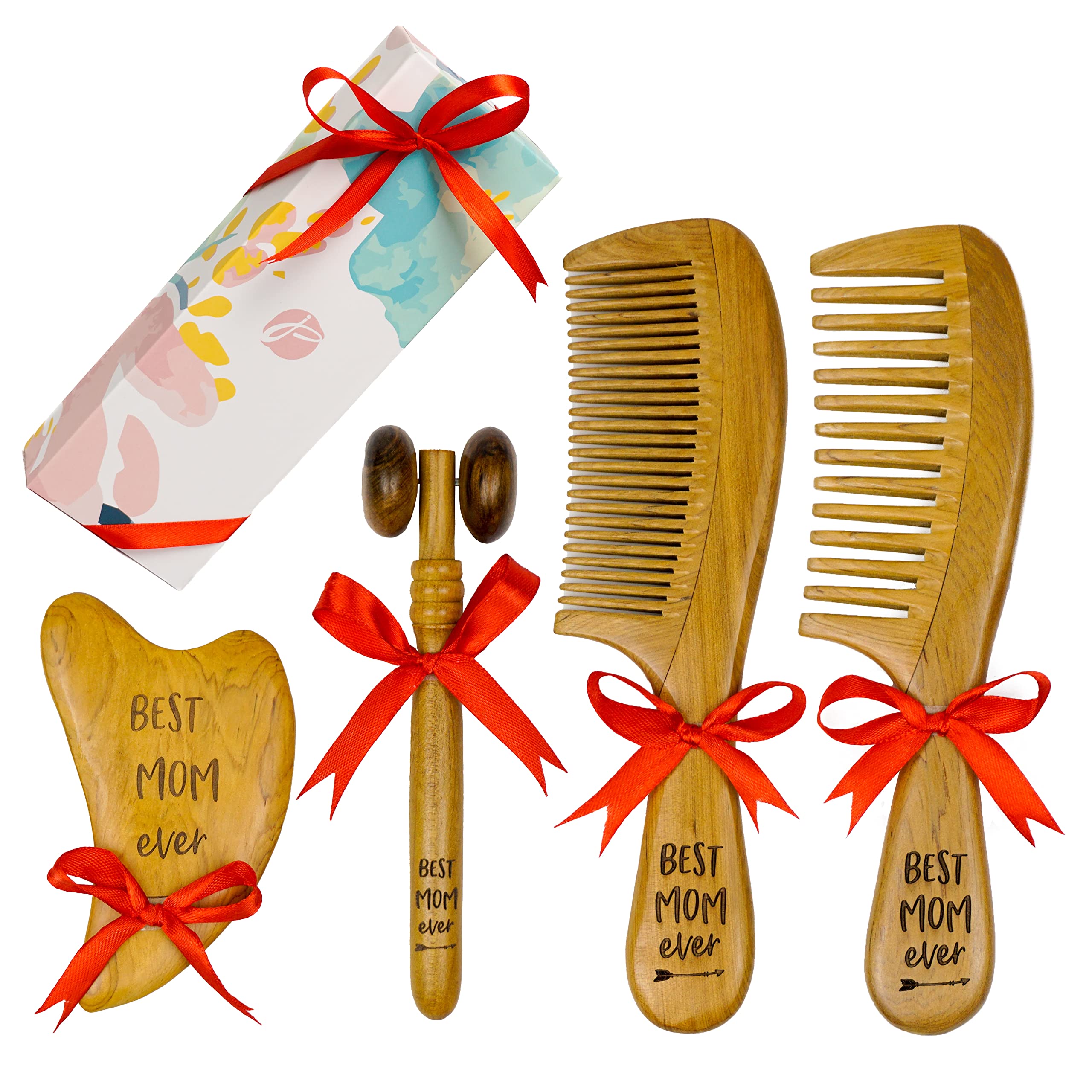 Wooden Comb, Mom Birthday Gifts, Gifts for Mom, Best Mom Ever Gifts, Birthday Gifts for Women, Facial Beauty Roller Skin Care Tools, Mother's Day Gifts for Mom