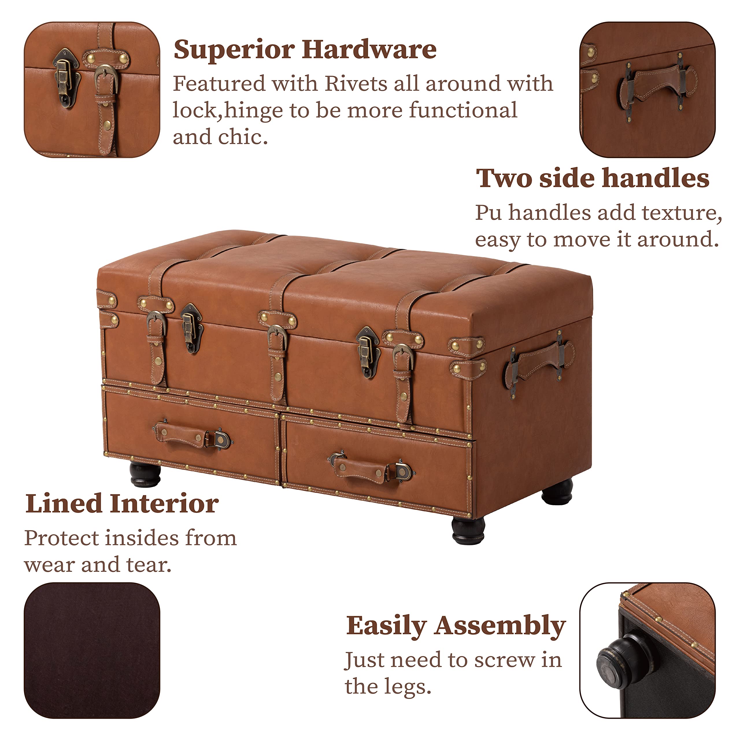 Amazon｜LONYKE ヴィンテージ トレジャーチェストベンチ ラッチ