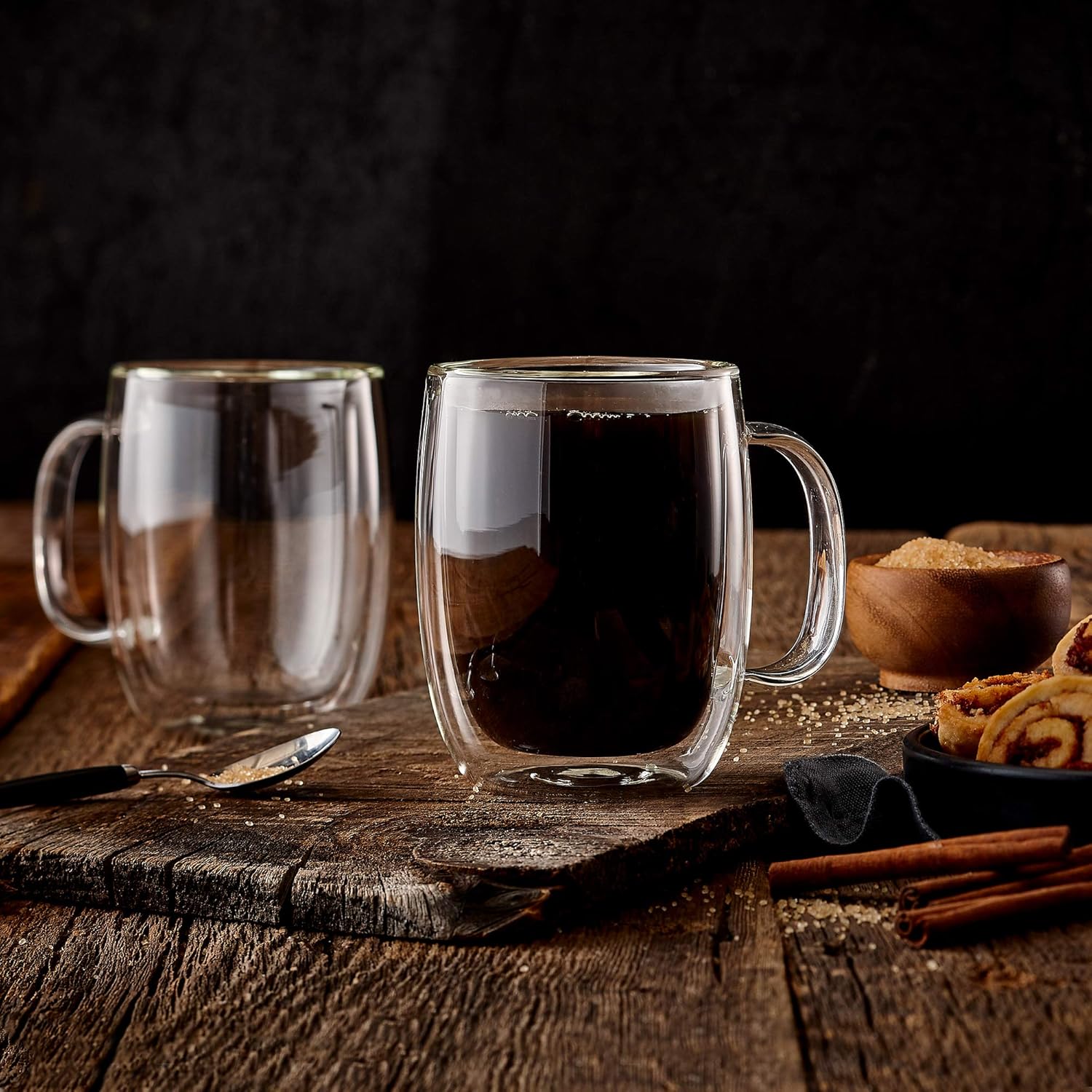 Safdie & Co. 2 PCS Set Insulated, Cappuccino Cups,Glass Coffee Mug, 250ml, Transparent