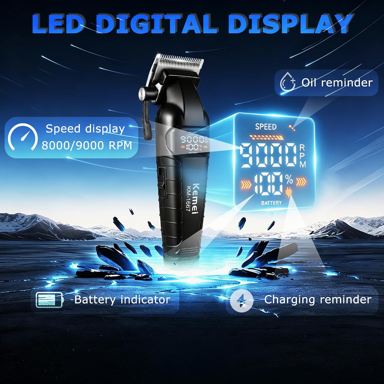 KEMEI 1667 Hair Clippers Trimmer for Men Barber Clippers for Hair Cutting