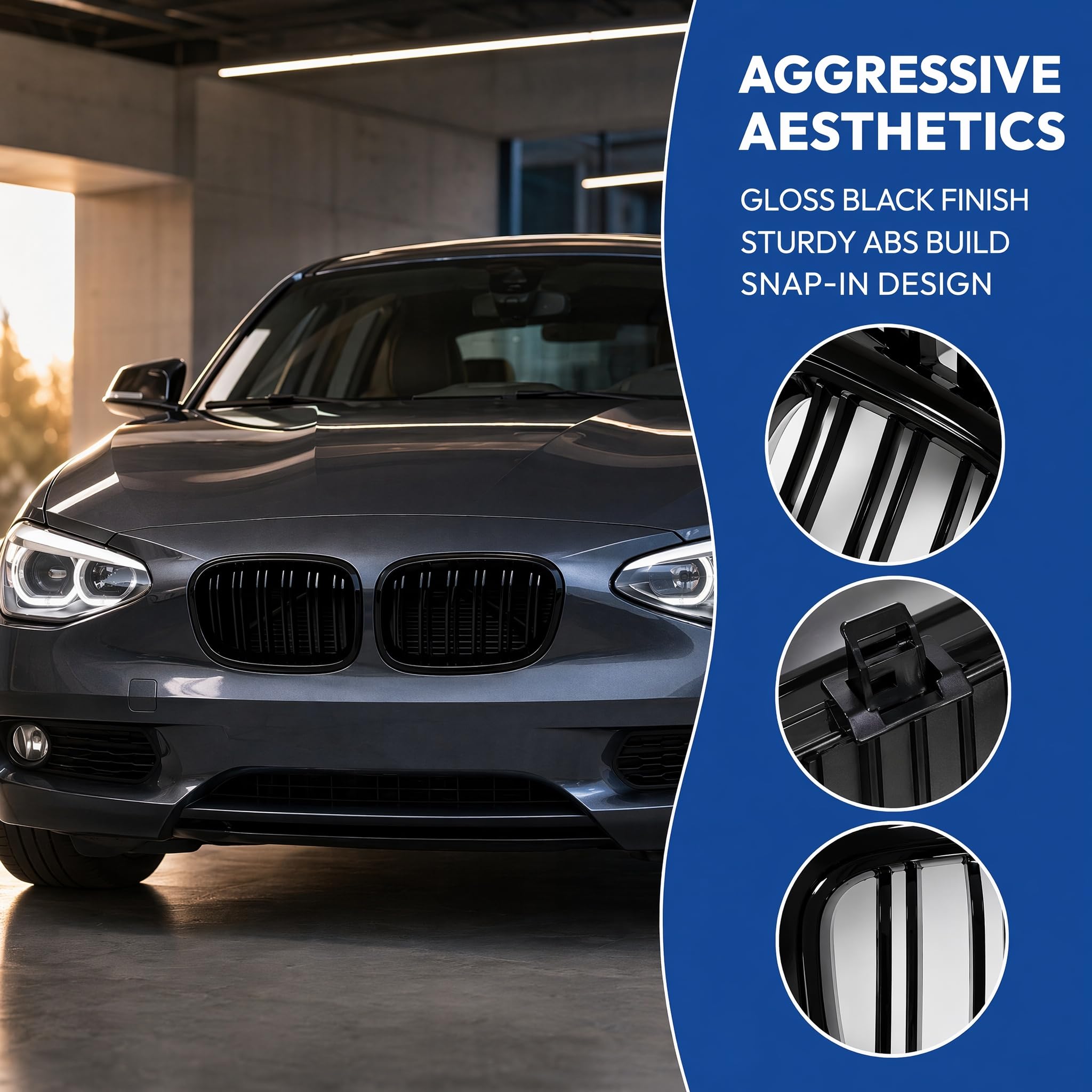 F20 F21 Calandre Noir Brillant pour BMW Série 1 (2011-2014), Convient Parfaitement pour Serie 1 F20 F21 (For 1er F20 2011-2014)
