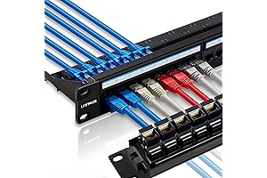 24 Port RJ45 Patch Panel Cat6 Feed Through Network Patch Panel
