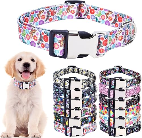 Lindo collar para perros XS, pequeños, medianos y grandes, collar de nailon suave para mascotas, con estampado 3D multicolor, collares ajustables
