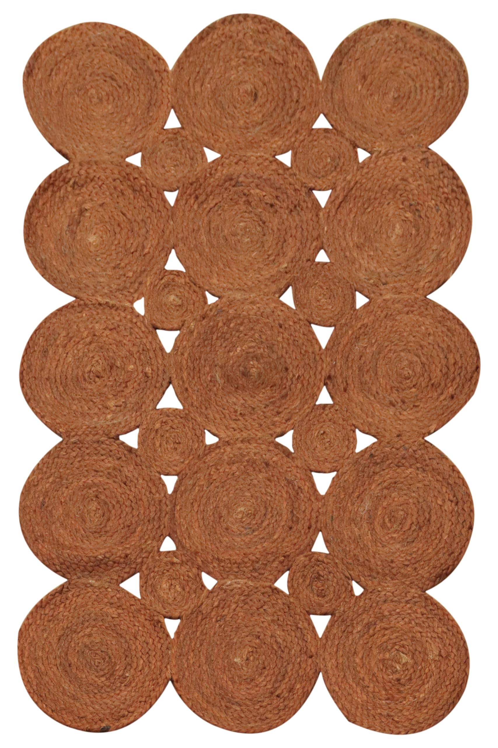 Tapis festonné Kilim de 122 x 213 cm en jute tressé orange