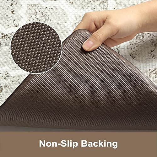 Miniatura 4 de KIMODE Tapete de cocina antifatiga, 17 x 47 pulgadas + 17 x 29 pulgadas, juego de 2 alfombras de cocina marroquíes, tapetes de cocina para suelo