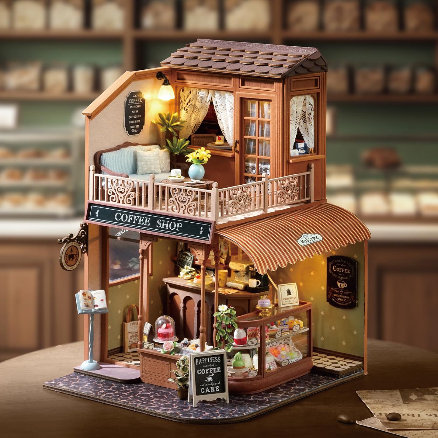 CUTEROOM Miniature House Kits For Adults,Mini Dollhouse Wooden Furniture Kit