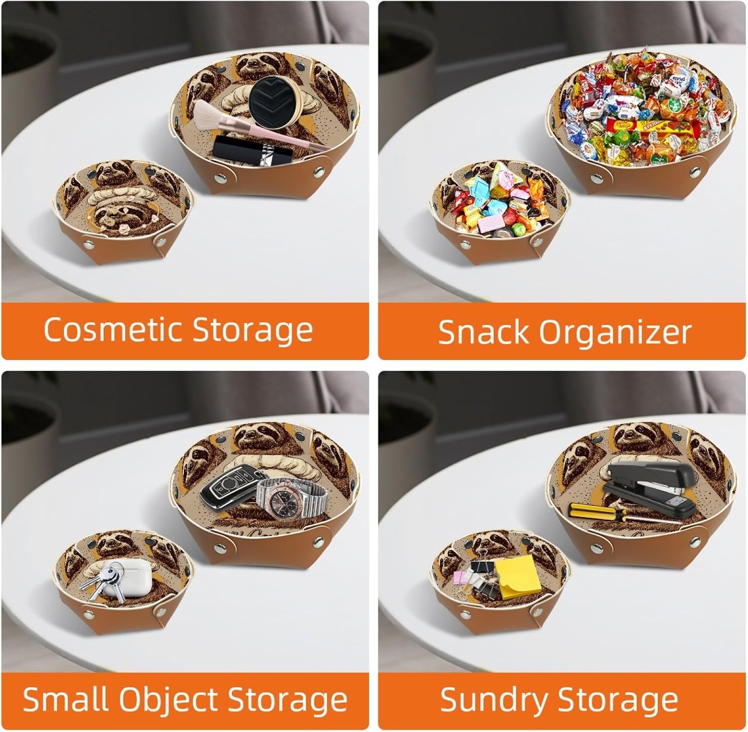 2Pcs PU Dice Holder Folding for RPG DND Table Games, Dice Trays Storage Box Portable Folding Rolling Dice Tray, Chef Sloth image 5