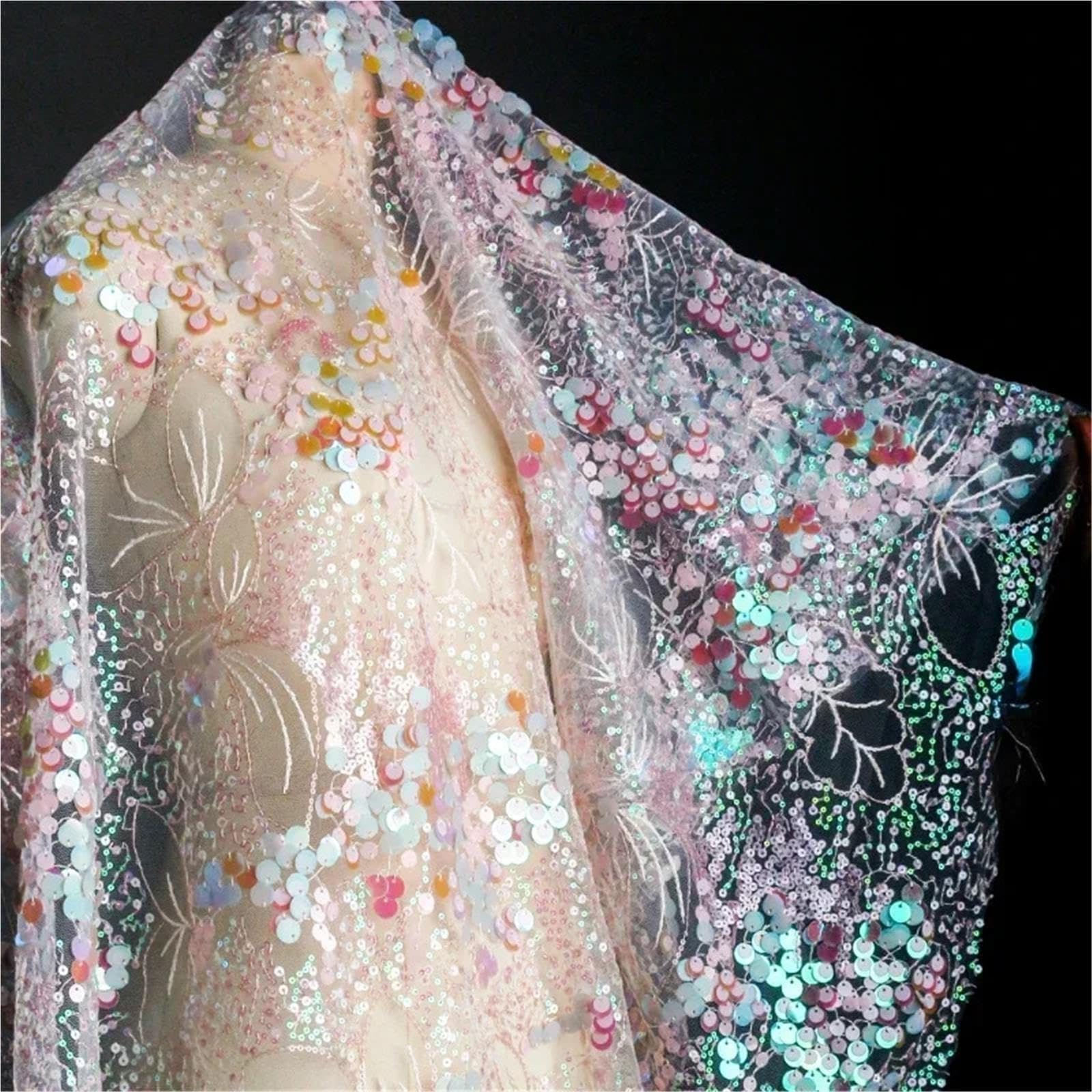 Tela De Organza Malla Lentejuelas Creativa
