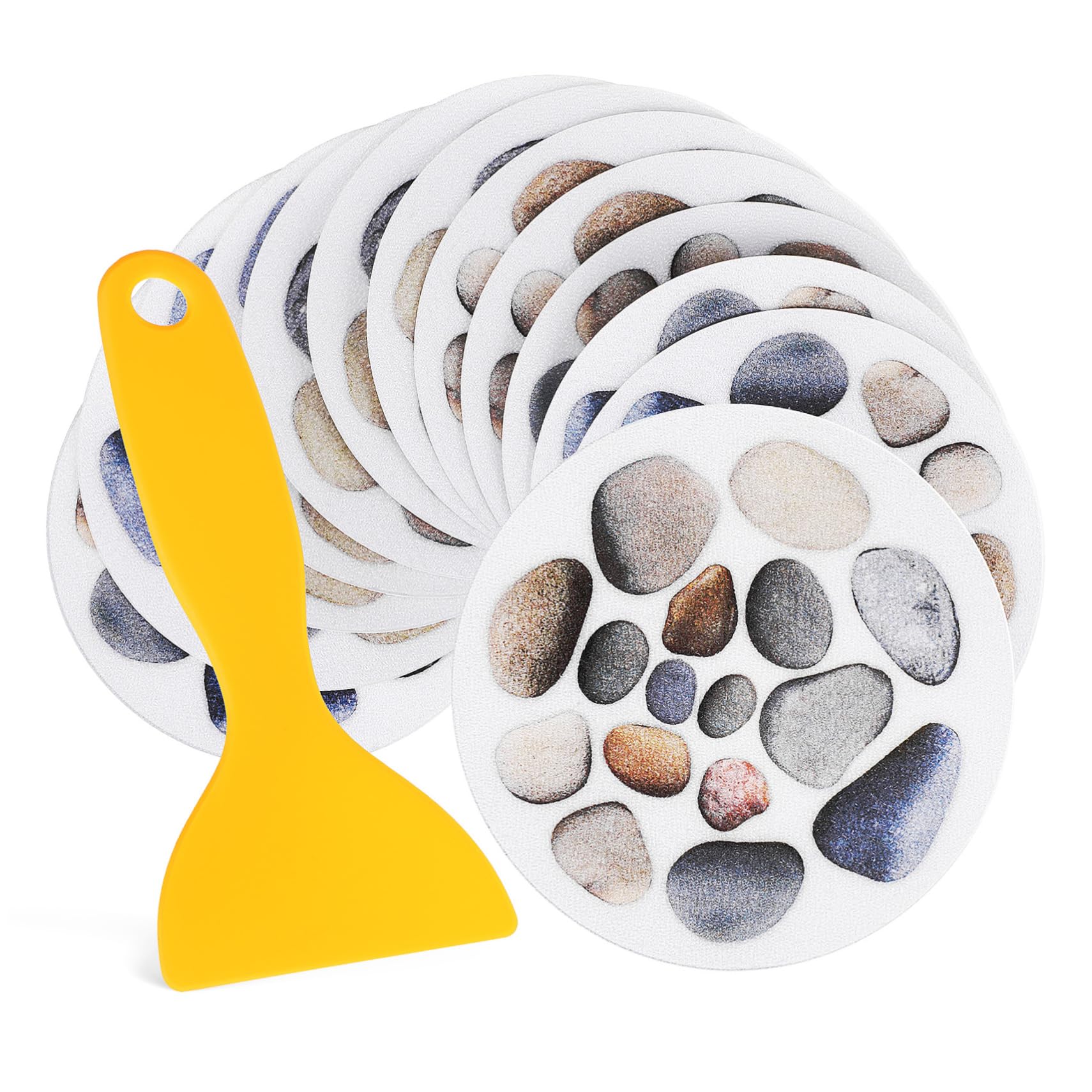 NOLITOY 12Sheets Non Slip Shower Stickers Decorative Adhesive Stone Bathtub Decals for Enhanced Safety and Style Easy Installation for Smooth Surfaces