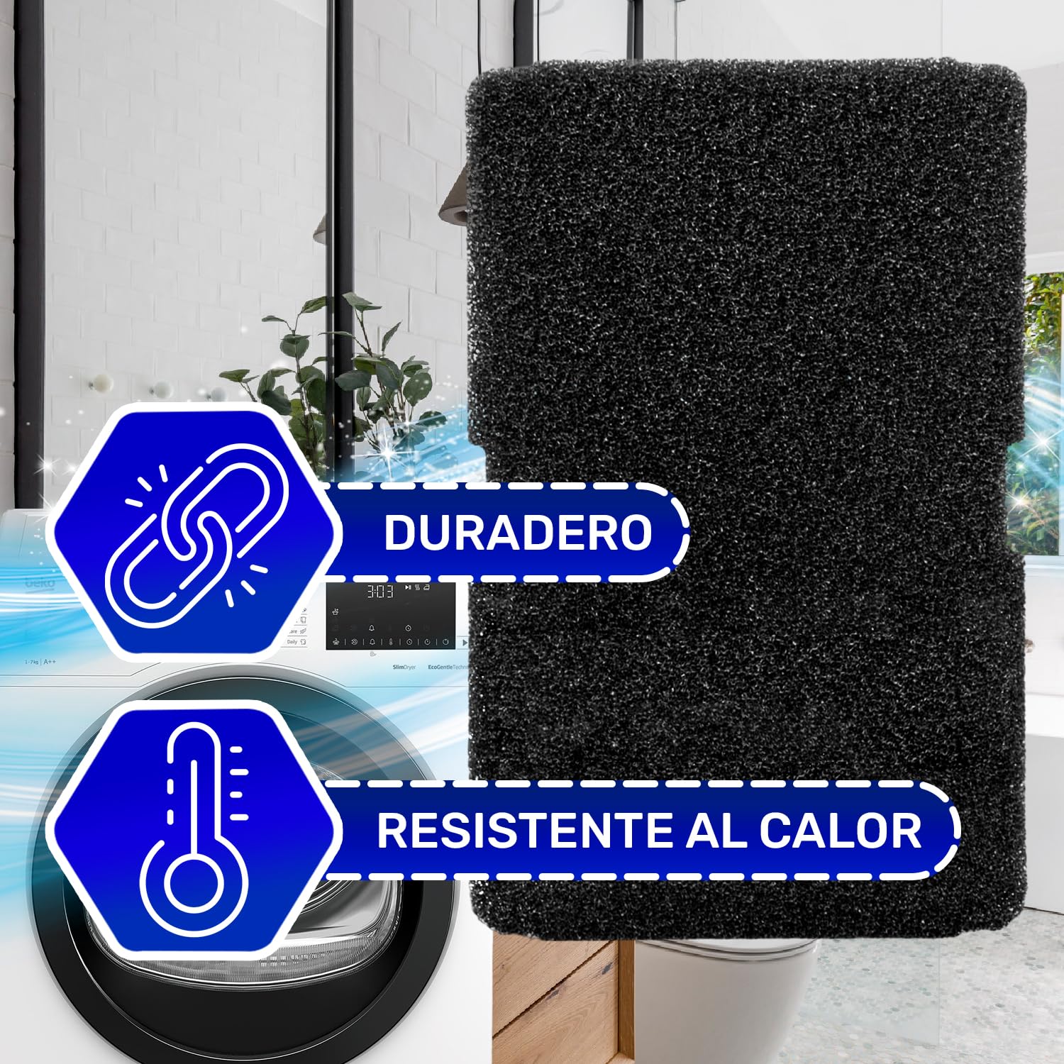 7 Piezas Esponja Filtros para Secadora de Ropa 240 x 155 x 11 mm con Código Original 2964840100 2964840200 2973350100 para Beko para Arcelik 782372152 782372445 782372447 para Smeg – MONTERAL