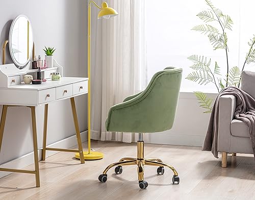 Miniatura 57 de ZOBIDO Cómoda silla de trabajo para la oficina en casa con ruedas, bonita y moderna tapizada de terciopelo con respaldo de concha, silla de