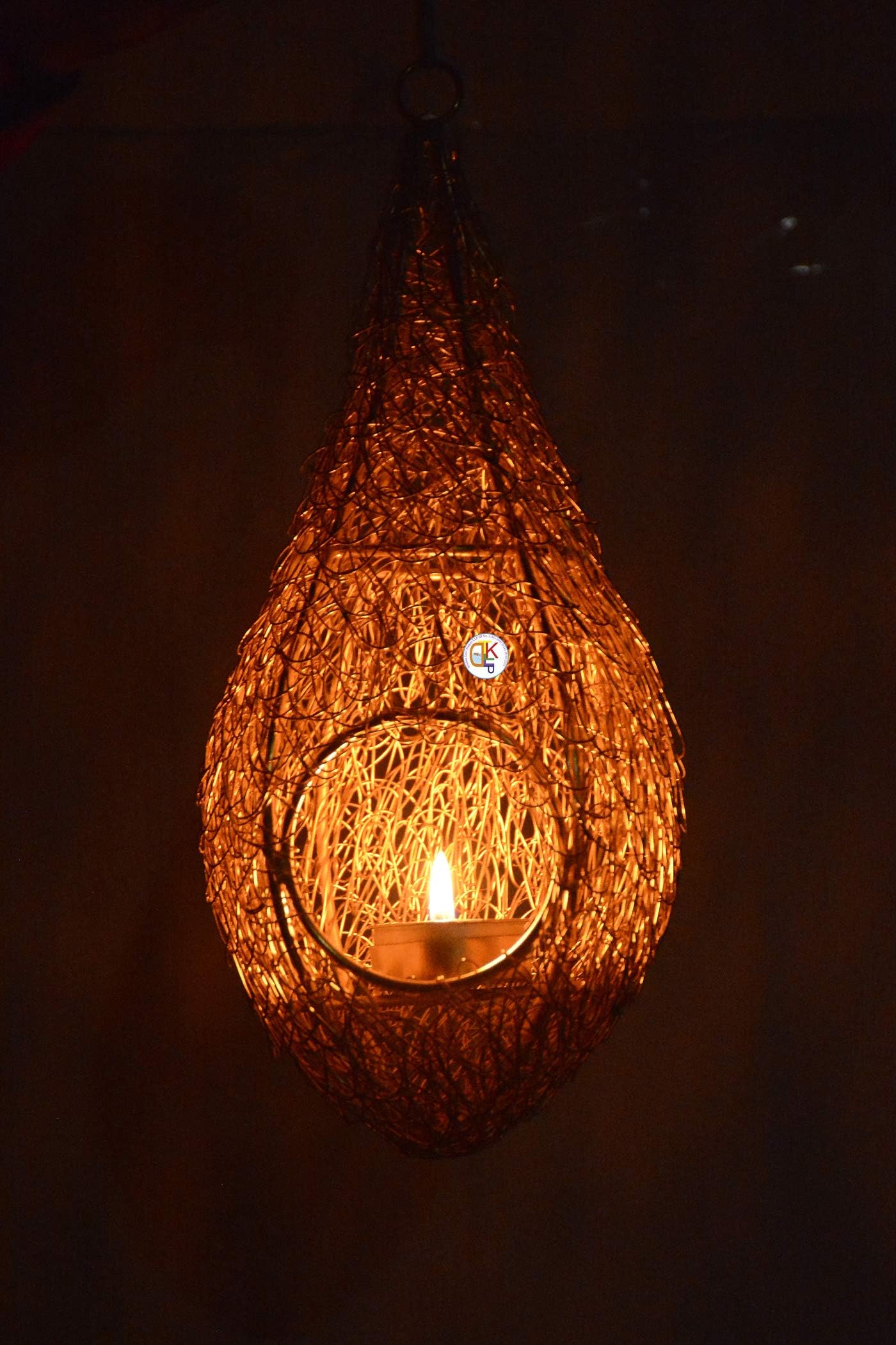 KDT Brass Hanging Bird Nest Candle Lantern (Gold_4.7 Inch X 4.7 Inch X 11.8 Inch)