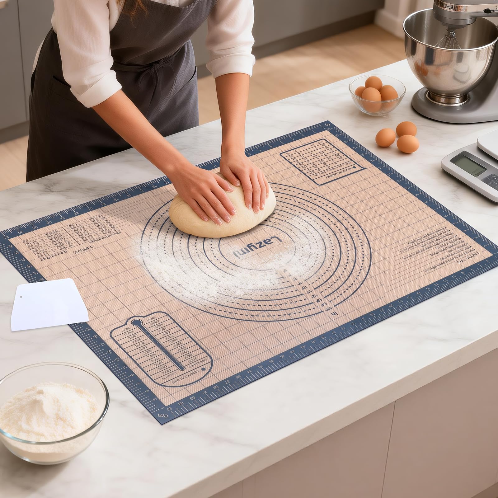 SUPER KITCHEN 70 x 50 cm siliconen bakmat met rand, anti-aanbak deegmat groot met meting, antislip bakonderlegger om deeg uit te rollen, verdikte siliconenmat bakken, deegonderlegger, uitrolmat, zwart