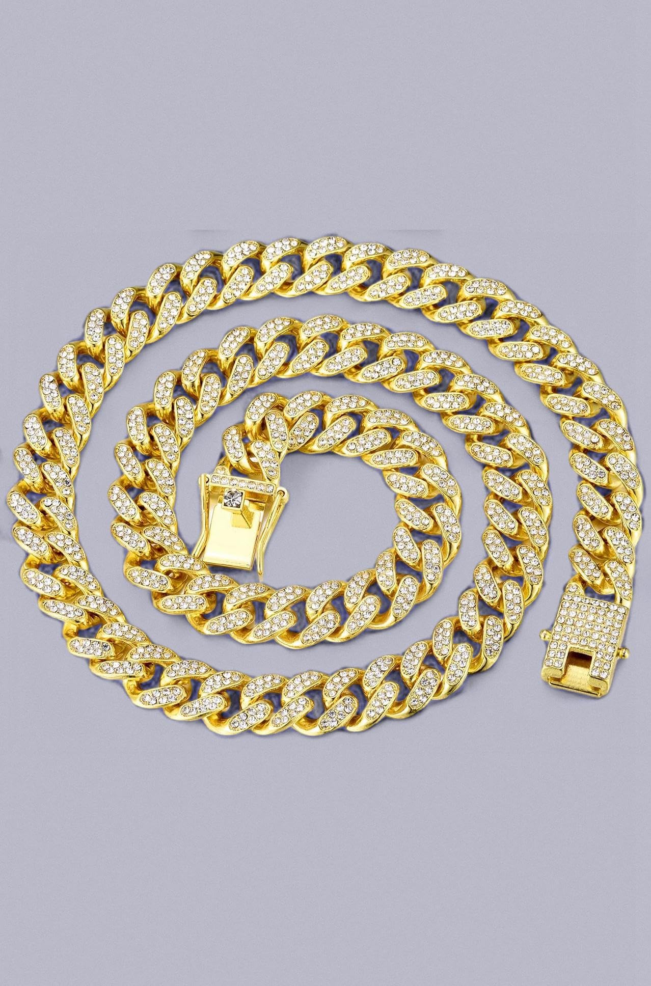 Mens Cuban Link Chain Gold Silver Bling Miami Cuban Necklace Diamond Chain for Men Iced Out Hip Hop Jewelry