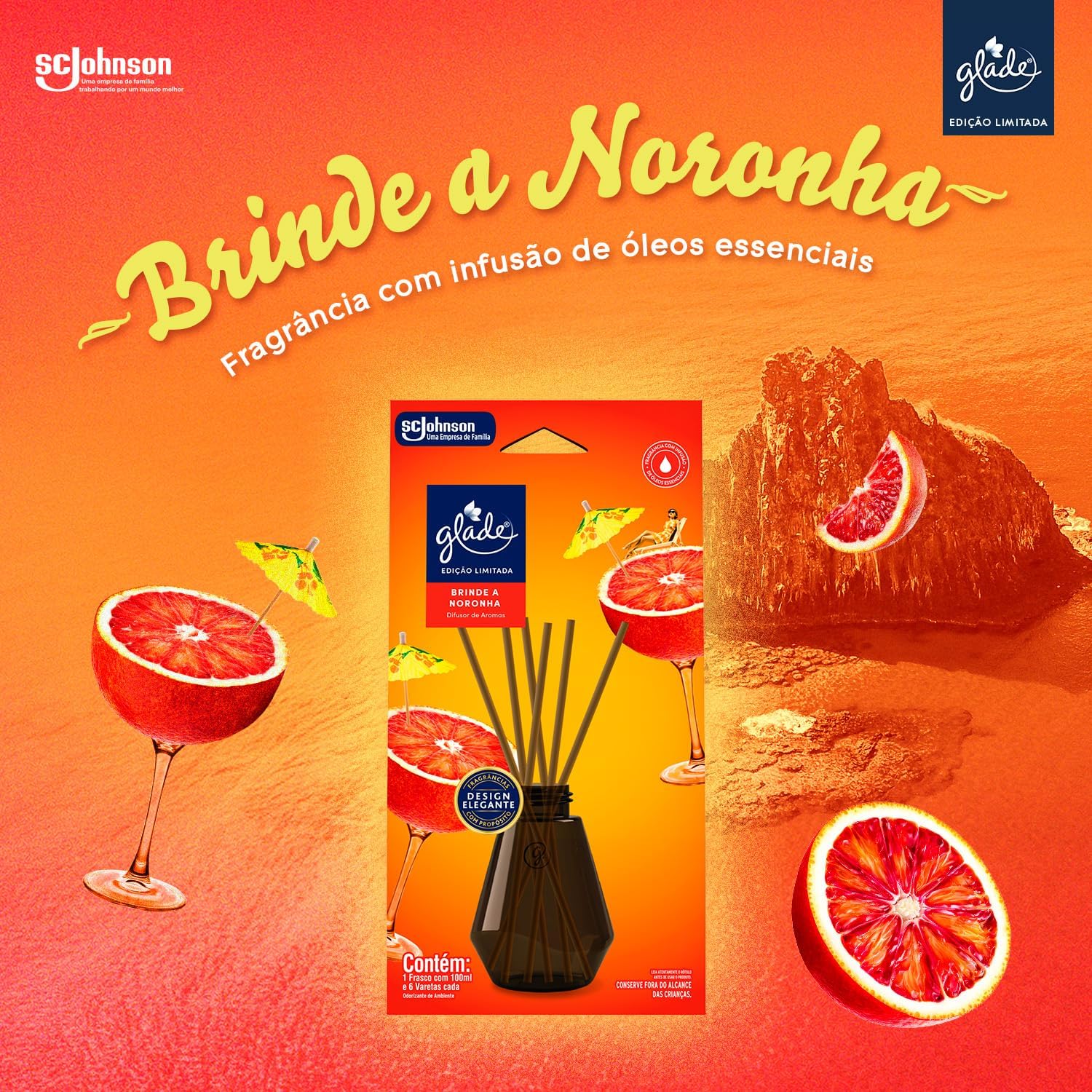 Glade Difusor de Ambiente, Noronha, 100ml e 6 Varetas